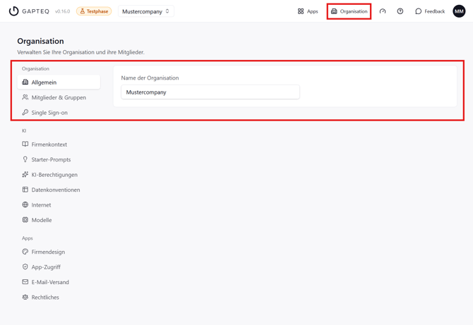 GAPTEQ-AI-Builder_Organisationsverwaltung