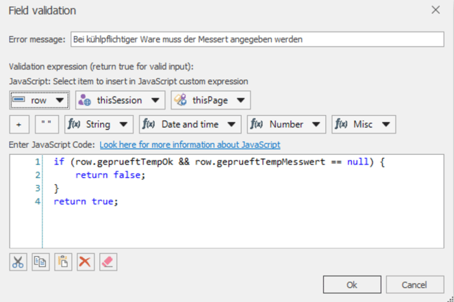 Set validation rules in the frontend
